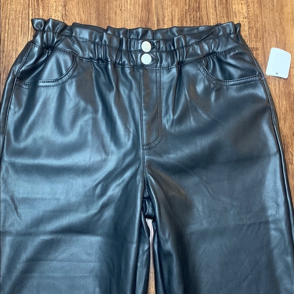 Jordache Girls Vegan Leather Pants Black Straight Leg Elastic Waist Sz 14 NWT - Picture 4 of 12